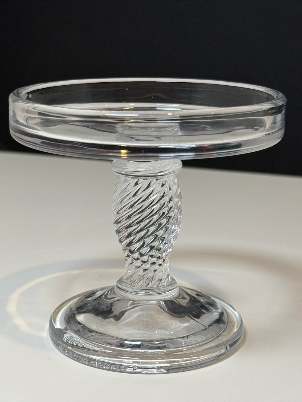 Longaberger Clear Glass Pedestal Candle Holder - Swirled Stem